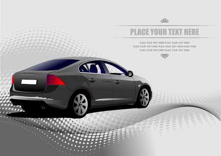 Grey colored car sedan on the road. Vector illustrationのイラスト素材