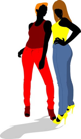 Women silhouettes. Vector illustrationのイラスト素材