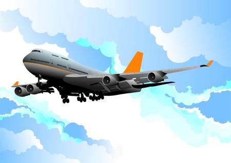 Passenger airplane. On the air. Vector illustrationのイラスト素材