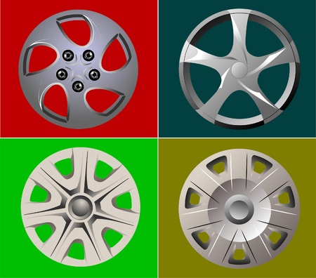 Decorative car wheel covers. Plate. Vector illustrationのイラスト素材