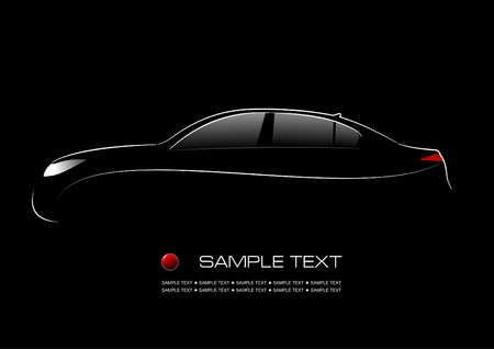 White silhouette of car on black background. Vector illustrationのイラスト素材