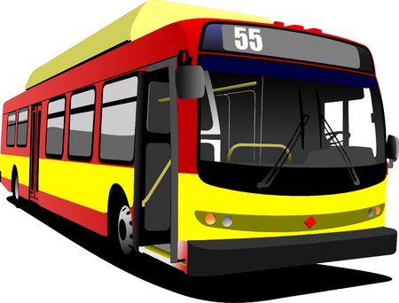Red city bus. Coach. Vector illustrationのイラスト素材