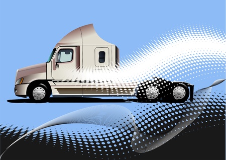 Blue abstract background with truck image. Vector illustrationのイラスト素材
