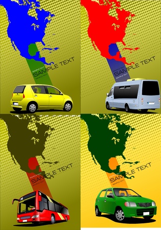 Four covers with Map of North and Central America. Vector illustrationのイラスト素材