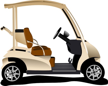 Electrical golf car on isolated white background. Vector illustrationのイラスト素材