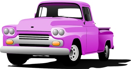 Old pink pickup with badges removed. Vector illustrationのイラスト素材