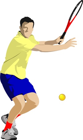 Tennis player. Colored Vector illustration for designersのイラスト素材