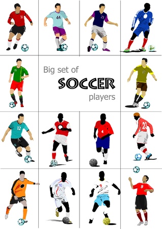Big set of soccer players. Colored Vector illustration for designersのイラスト素材