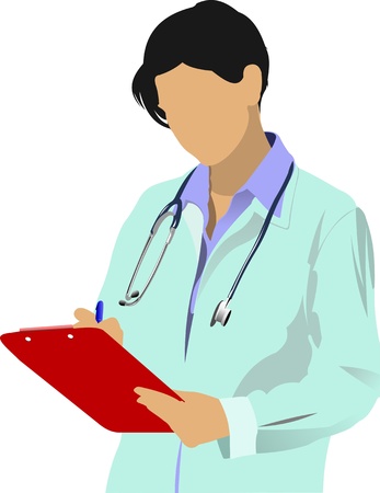 Medical doctor with stethoscope on white  background. Vector illustrationのイラスト素材