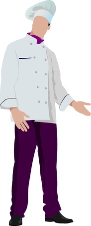 Chef cook in white. Vector illustrationのイラスト素材