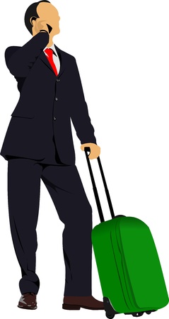 Business man with suitcase. Vector illustrationのイラスト素材