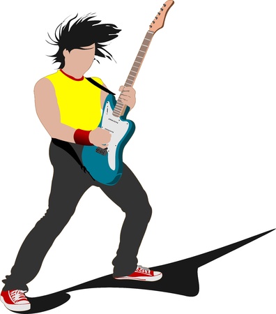Guitar player isolated on the white background.illustrationのイラスト素材