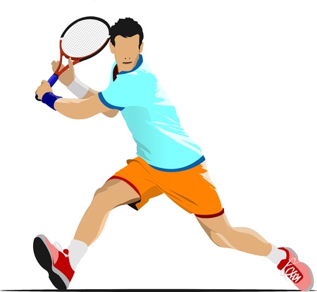Tennis player. Colored  illustration for designersのイラスト素材