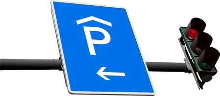 Traffic light and sign & parkingのイラスト素材