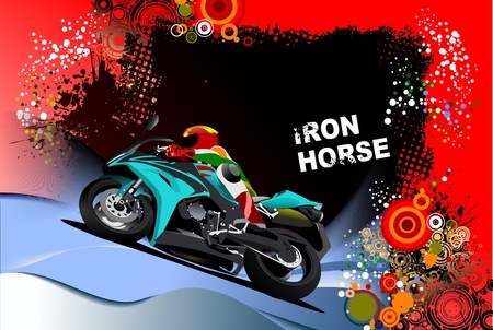 Natural  background with motorcycle image. Iron horse.  illustrationのイラスト素材