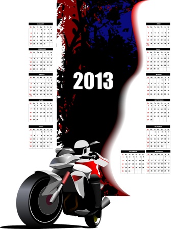 Calendar 2013 with biker image. Months. Vector illustrationのイラスト素材