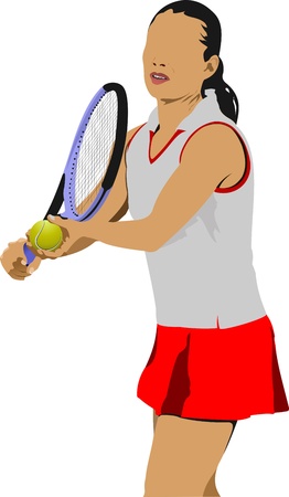 Tennis player  Colored Vector illustration for designersのイラスト素材