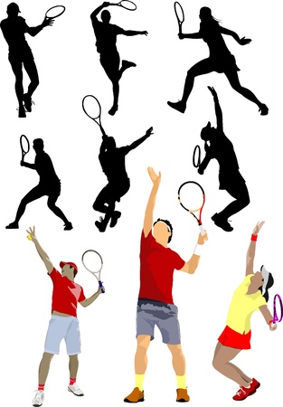 Tennis player. Colored Vector illustration for designersのイラスト素材
