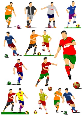 Big collection of soccer players. Football players. Vector illustrationのイラスト素材
