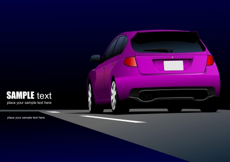 Rear side of purple car sedan on the road  Vector illustrationのイラスト素材