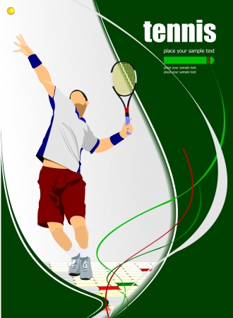 Tennis player poster. Colored Vector illustrationのイラスト素材