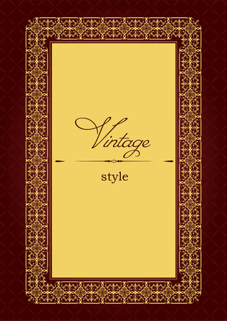 Gold ornament on brown background  Can be used as invitation card or cover  Vector illustrationのイラスト素材