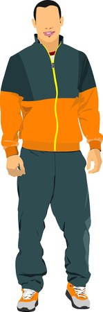 Young man in sport suit. Duffle.のイラスト素材