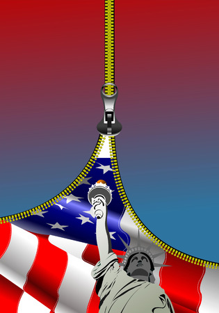 Zipper open USA flag with place for text.のイラスト素材