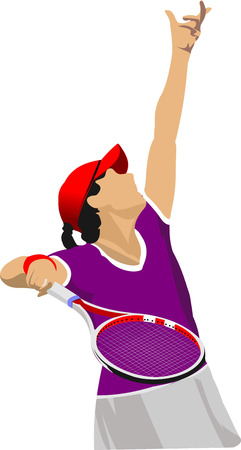 Woman Tennis player poster. のイラスト素材