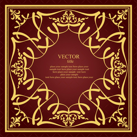 Gold ornament on black background. Can be used as invitation card or cover. のイラスト素材