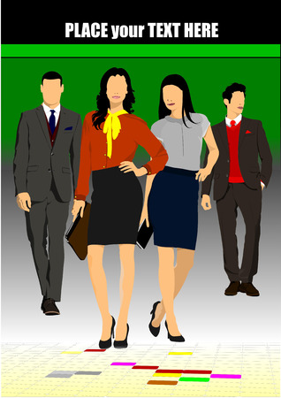 Two young handsome men and two young women. Businessman. Business woman. Vector illustrationのイラスト素材