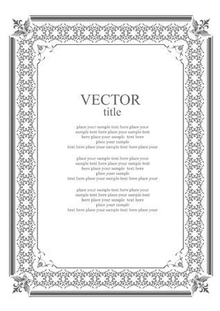Black ornament on white background. Can be used as invitation card. Vector illustrationのイラスト素材