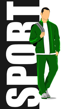 Young handsome man. Sportsman. Athlete.Vector illustrationのイラスト素材