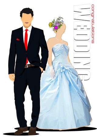 Bride and groom  are ready for wedding ceremony. Vectorのイラスト素材
