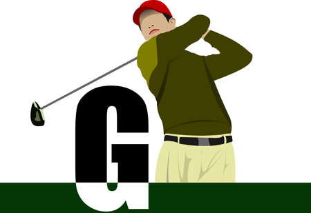 Golf player poster. Vector illustrationのイラスト素材
