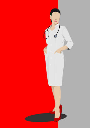 Medical doctor with doctor`s smock. Vector illustrationのイラスト素材