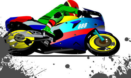 Modern motorcycle and biker. Vector illustrationのイラスト素材