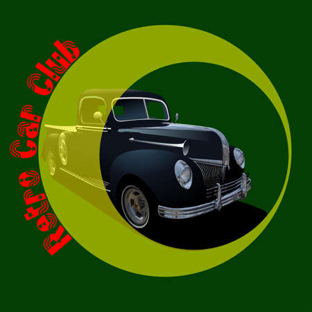 Retro car club background with classic black automobile vector illustrationのイラスト素材