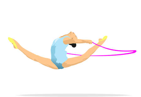 Rhythmic gymnastics the girl with a tape. 3d vector illustrationのイラスト素材