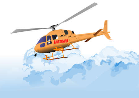 Ambulance or army helicopter. Vector illustrationのイラスト素材