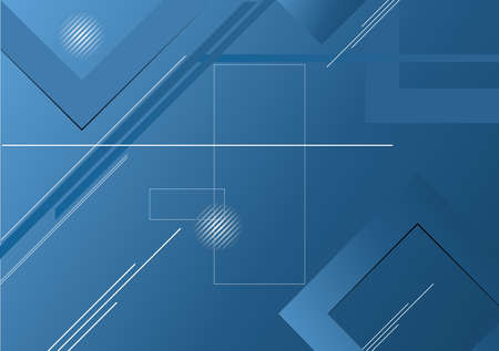 Abstract 3d blue architectural composition with balls and lines
