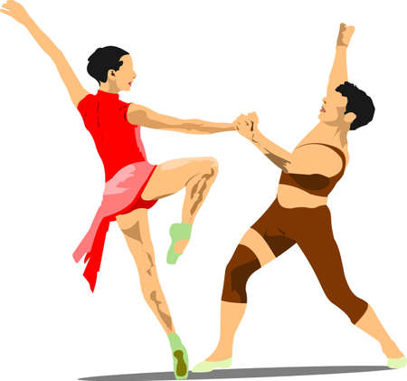 Modern ballet dancer colored 3d illustration. Vectorのイラスト素材