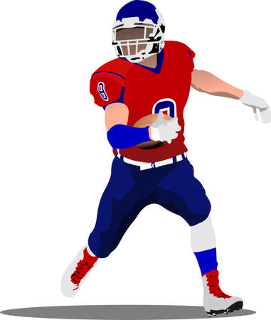 American football player silhouette in action. Vector 3d illustrationのイラスト素材