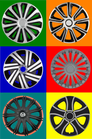 Decorative car wheel covers. Plate. Vector illustrationのイラスト素材