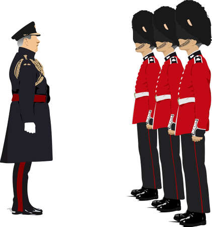 Vector 3d image of Royal Guards and their commander.のイラスト素材