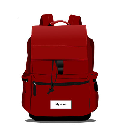 School green backpack. 3d color vector illustrationのイラスト素材