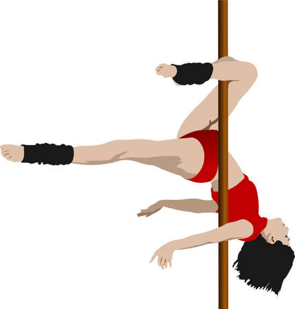 Pole dance girl, pole fitness. 3d color vector illustrationのイラスト素材
