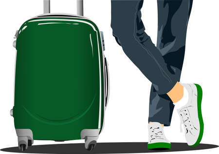 Image of Man with suitcase. Vector 3d illustrationのイラスト素材