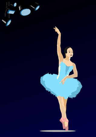 Classical ballet dancers Vector Colored 3d illustrationのイラスト素材