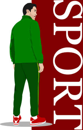 Young handsome man. Sportsman.Vector 3d illustrationのイラスト素材